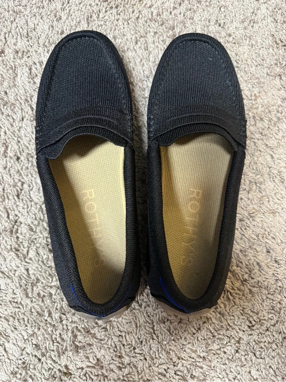 Rothy's Black womens Slip-On Knit Loafers